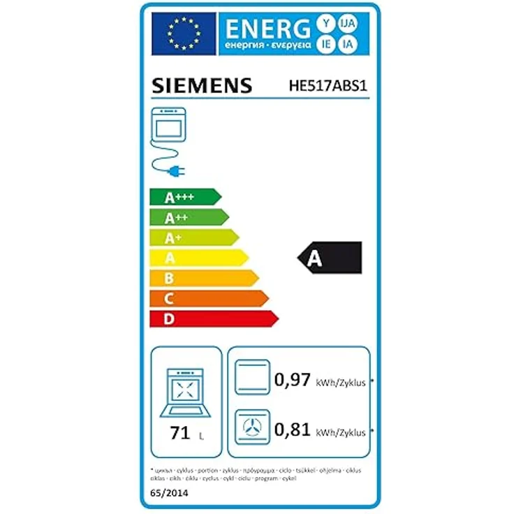 Siemens EQ522IA00 iQ500 Herd-Cerankochfeld-Kombination herdgesteuert, 59,4 cm breit, granit Glanz-Emaille - einfache Reinigung, cookControl10 - Automatikprogramme – Bild 6