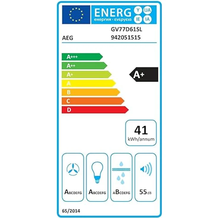 AEG Dunstabzugshaube Serie 7000 SilenceTech 60cm, kopffreie Wandhaube in Edelstahl, max. 760 m³/h, 67 dB(A), Lüftenfunktion - GV77D61SL – Bild 6
