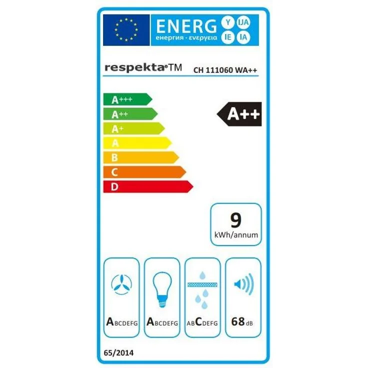 Respekta CH 111060 WA++, Inselhaube, A++, Abluft und Umluft, Wand- oder Schrankmontage, Breite 59,5 cm, 9 Gebläsestufen – Bild 8