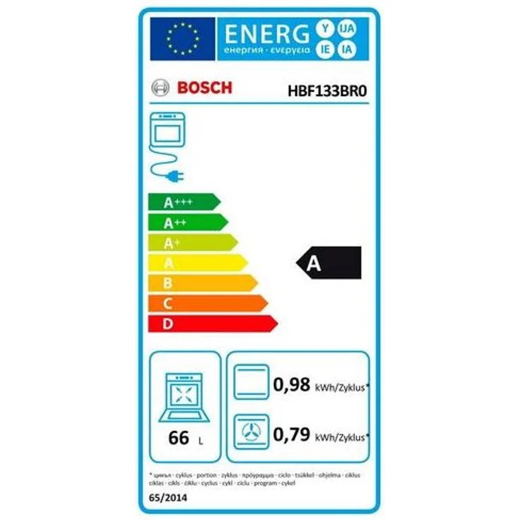 Bosch HBF133BR0, Backofen, A, Einbaugerät, Volumen 66 l, Selbstreinigung katalytische Selbstreinigung – Bild 2