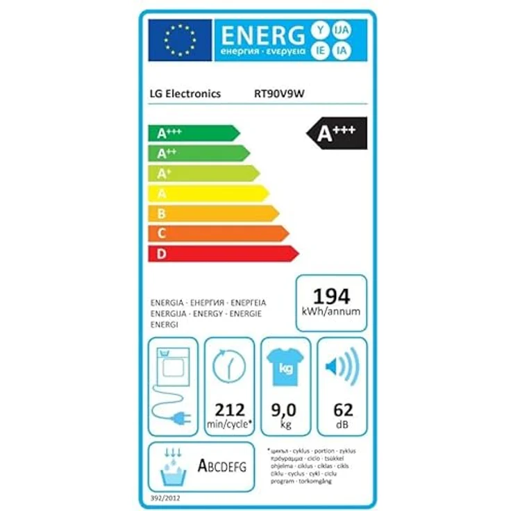 LG RT90V9W Wärmepumpen-Trockner | 9 kg | Energie A+++ | Weiß – Bild 6