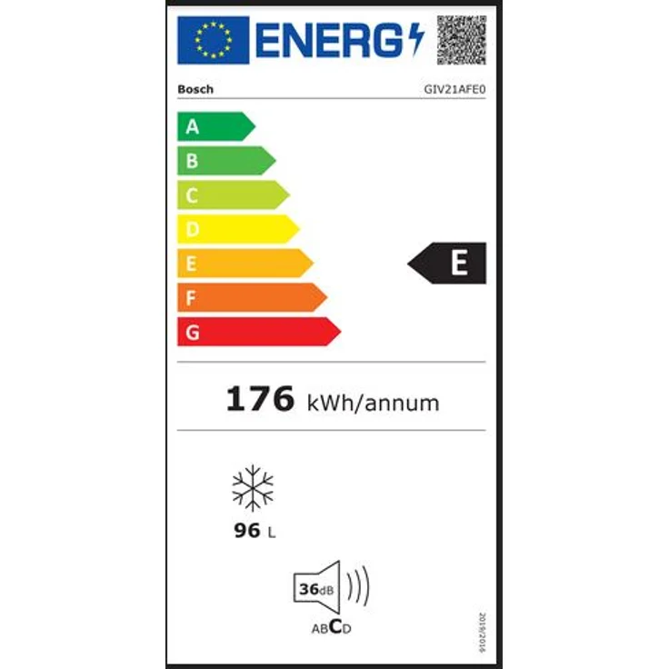Bosch GIV21AFE0, Gefrierschrank, Einbau, weiß, Lagerzeit bei Störung 22 h, Breite 55.8 cm, Energieklasse E – Bild 12