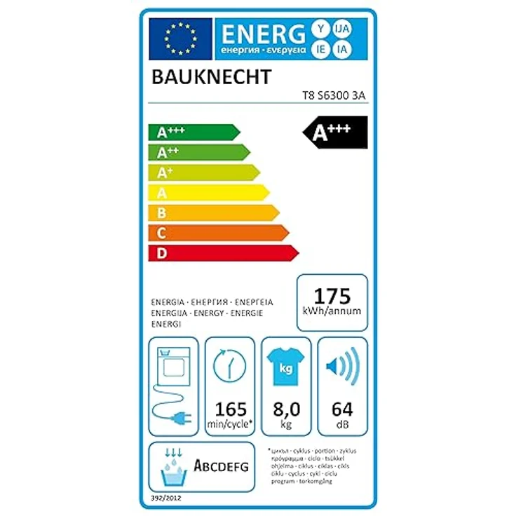 Bauknecht T8 S6300 3A Wärmepumpentrockner, 8 kg, ActiveCare-Technologie, EasyCleaning-Filter, Wolle-Programm, Anti-Allergie-Programm – Bild 6