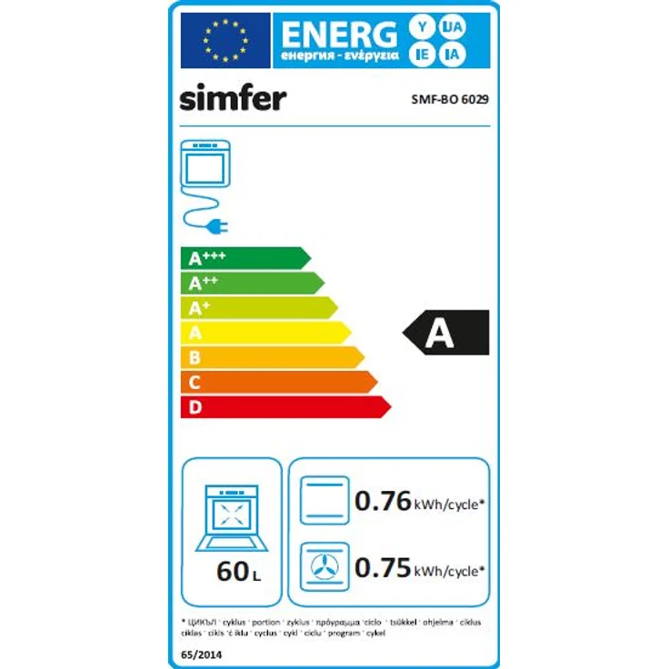 Simfer 6029, Backofen, A, Volumen 60 l – Bild 2