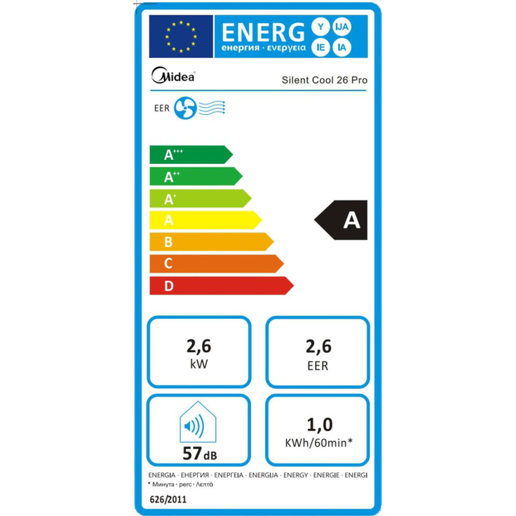 Midea Silent Cool 26 Pro Mobiles Klimagerät, 1000 W, 230 V, Weiß, 45,5 x 38 x 78 cm(BTH) – Bild 12