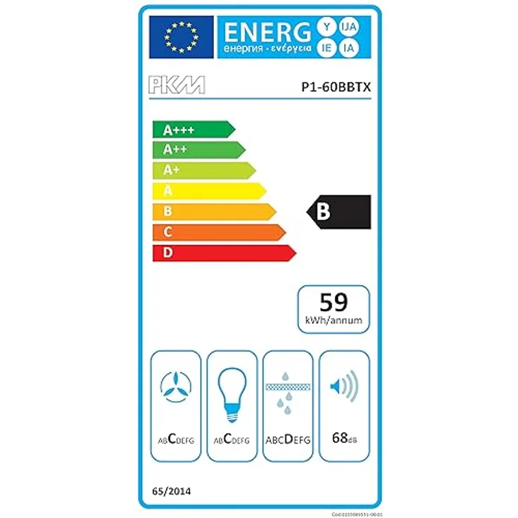 PKM Dunstabzugshaube Wandhaube Design Wandesse P1-60BBTX schwarz 60 cm LED – Bild 4