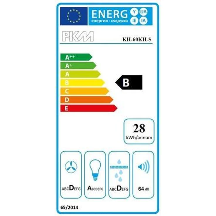 PKM KH-60KH-S, Motorhaube, Esse, Breite: 60 cm, Tiefe: 47.5 cm, Absaugung und Rückführung (mit zusätzlichem Rückführungsset), rostfreier Edelstahl – Bild 2