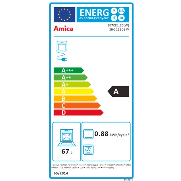 Amica SHC 11505 W, Herd, A, Standgerät, Betriebsart Ofen elektrisch, Betriebsart Kochfeld elektrisch, Anzahl Kochfelder 4, Volumen 69 l, Breite 50 cm, Selbstreinigung ja, hydrolytische Selbstreinigung, Ober-Unterhitze (konventionell) – Bild 9