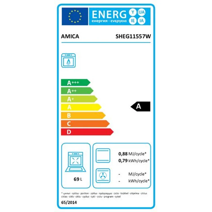 Amica SHEG 11557 W, Herd, A, Standgerät, Betriebsart Ofen elektrisch, Betriebsart Kochfeld Gas, Anzahl Kochfelder 4, Volumen 69 l, Breite 50 cm, Selbstreinigung nein, Ober-Unterhitze (konventionell) – Bild 13