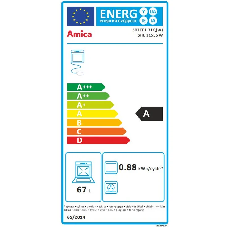 Amica SHE 11555 W, Herd, A, freistehend, Betriebsart Ofen elektrisch, Betriebsart Kochfeld elektrisch, Anzahl Kochfelder 4, hydrolytische Selbstreinigung, Ober-Unterhitze (konventionell) – Bild 2