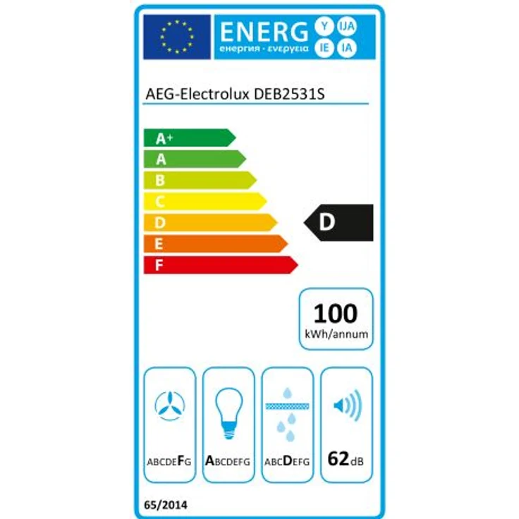 AEG DEB2531S, Motorhaube, integriert, Breite: 55.9 cm, Tiefe: 27 cm, Absaugung und Rückführung (mit zusätzlichem Rückführungsset), Grau – Bild 2