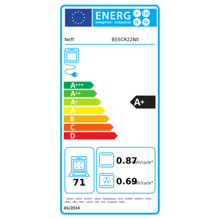 Neff B55CR22N0 (BCR5522N), Backofen, A+, Einbau, elektrisch, Volumen 71 l, Breite 59,6 cm, Selbstreinigung pyrolytische Selbstreinigung, 12 Beheizarten, Kindersicherung – Bild 7