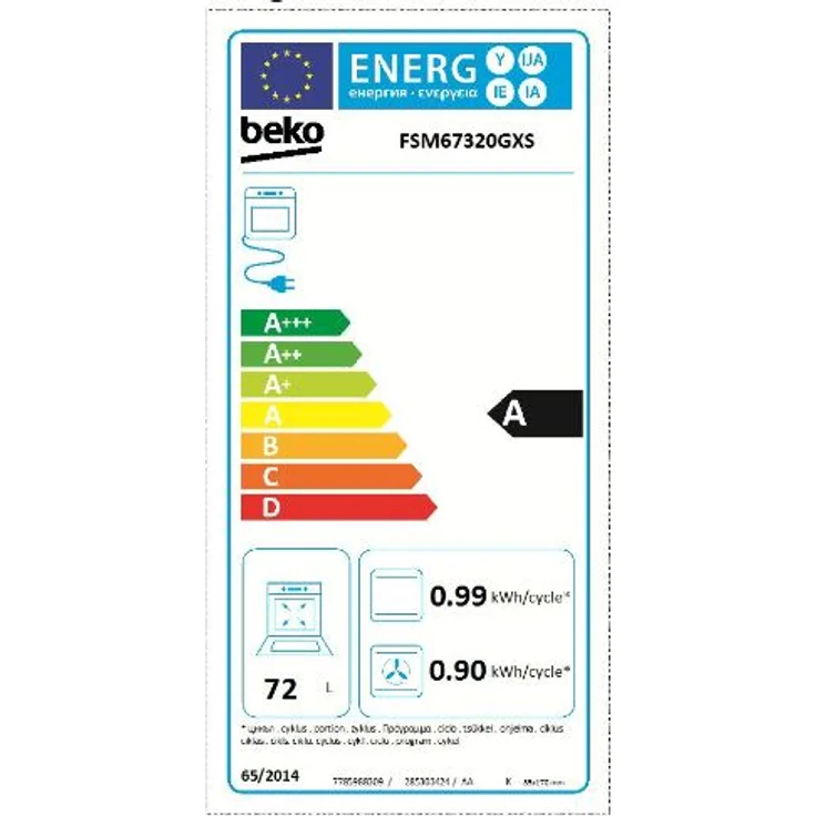 Beko FSM67320GXS, Herd, A, Standgerät, Betriebsart Ofen elektrisch, Anzahl Kochfelder 4, Volumen 72 l, Breite 60 cm – Bild 6