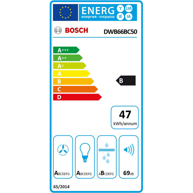 Bosch Serie 2 DWB66BC50, Motorhaube, Esse, Breite: 60 cm, Tiefe: 50 cm, Abzug & Umluft, rostfreier Edelstahl – Bild 7