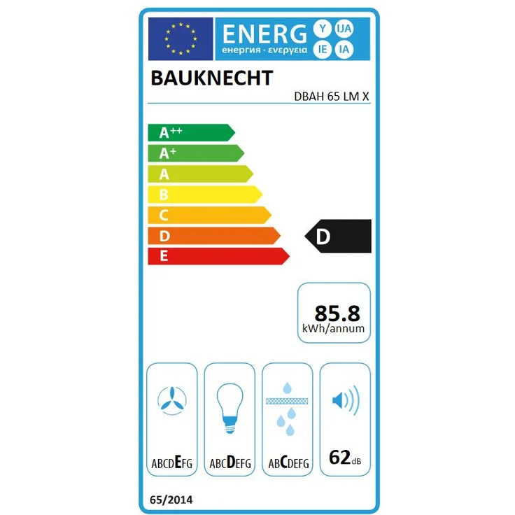 Bauknecht DBAH 65 LM X Dunstabzugshaube Flachschirm - 60cm - Für Abluft- und Umluftbetrieb geeignet - 85,8 kWh - LED - 3 Leistungsstufen - Energieeffizienzklasse D – Bild 7