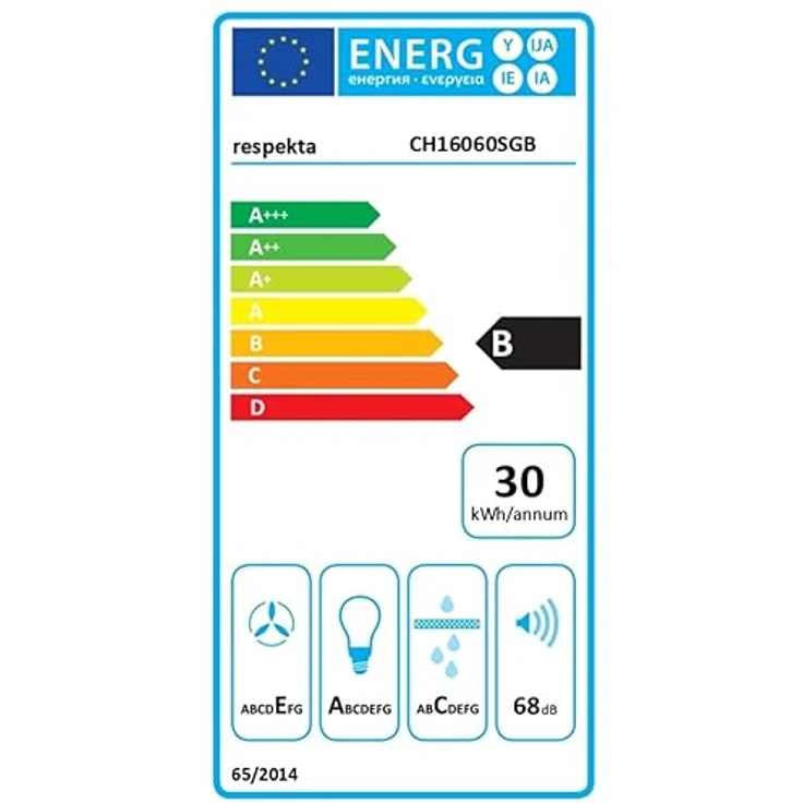 Respekta Dunstabzugshaube unterbau / Unterbau-Dunstabzugshaube 60 cm / Metallgehäuse mit Glasfront in Schwarz / Abluft - und Umluftfunktion / CH16060SGB / B / 60 – 68 dB – Bild 6