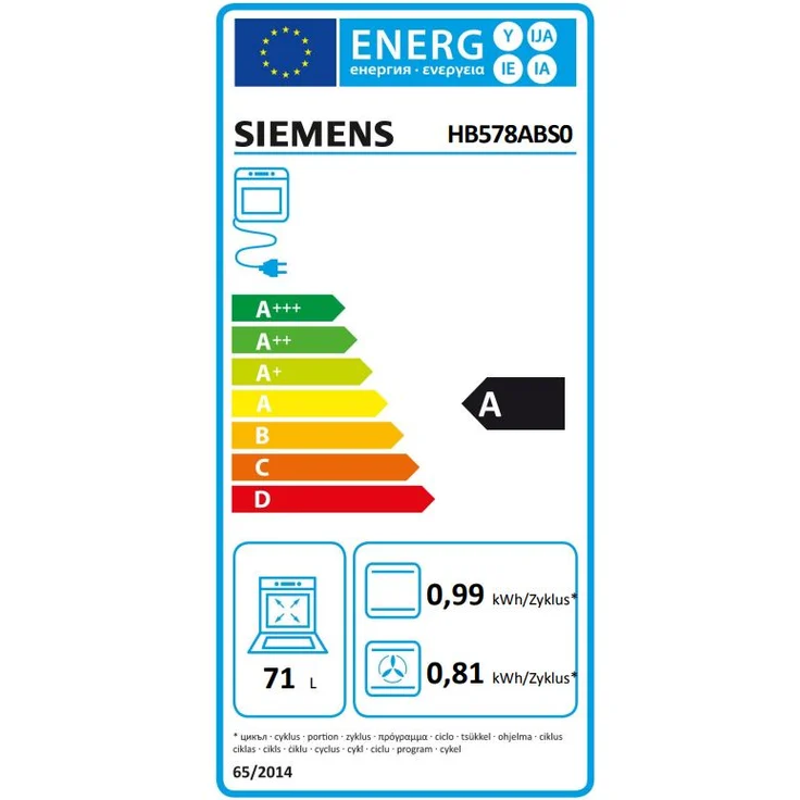 Siemens HB578ABS0, iQ500, Einbaubackofen, A, Einbaugerät, Netzbetrieb, Volumen 71 l, Breite 59,5 cm, Pyrolyse / activeClean, cookControl, 30 Programme, 3D Heißluft, schwarz – Bild 12