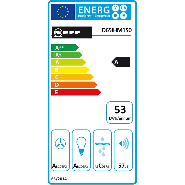 Neff DIHM651S (D65IHM1S0), Wandhaube, Wandmontage, Kamin abgewinkelt, Breite 60 cm, Abluft und Umluft, mit internem Motor, Klarglas schwarz bedruckt – Bild 7