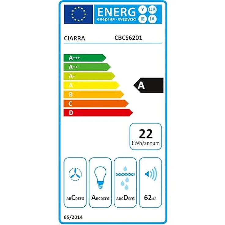 CIARRA CBCB6201 A++ Dunstabzugshaube 60cm Umluft 370m³/h Pyramide Wandhaube mit CBCF002X2 Aktivkohlefilter 3 Leistungsstufen, Silber – Bild 6