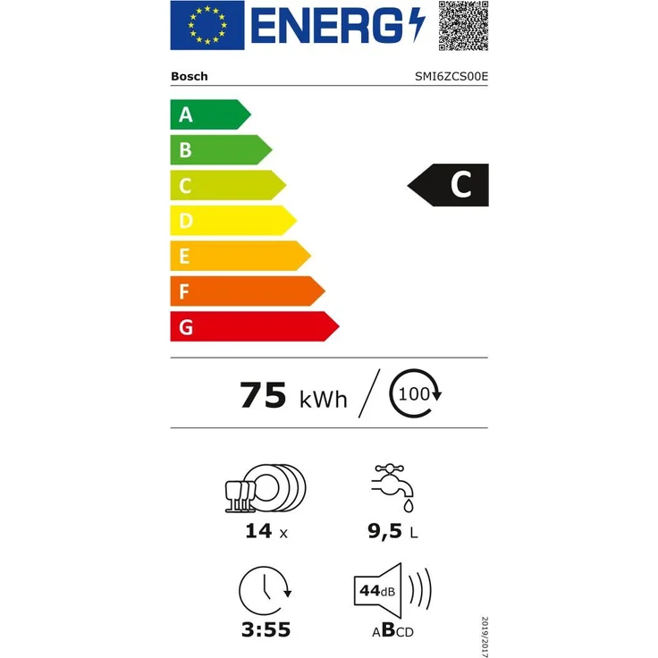 Bosch SMI6ZCS00E, Geschirrspüler, C, Geräuschemissionsklasse B, Geräuschemissionen 44 Dezibel – Bild 3