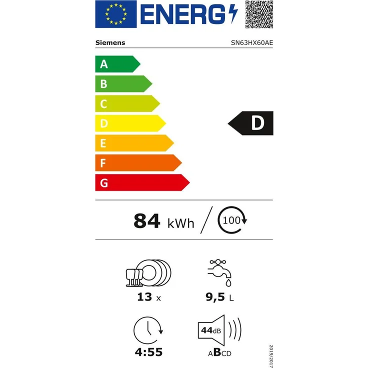 Siemens SN63HX60AE, Geschirrspüler, D, Geräuschemissionsklasse B, Geräuschemissionen 44 Dezibel – Bild 9