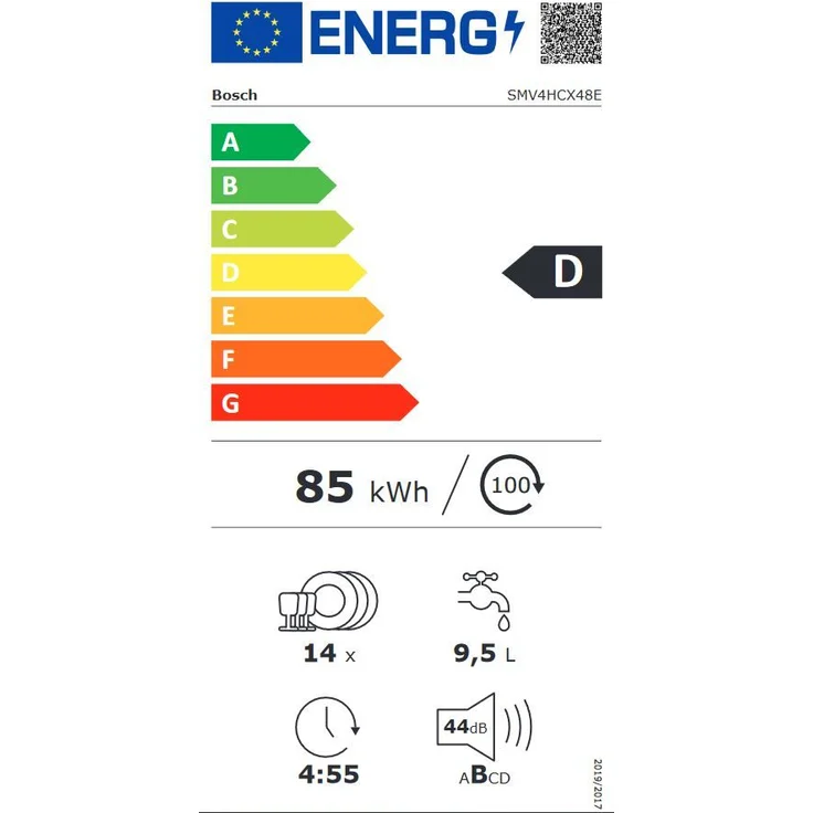 Bosch SMV4HCX48E, Geschirrspüler, D, Geräuschemissionsklasse B, Geräuschemissionen 44 Dezibel – Bild 10
