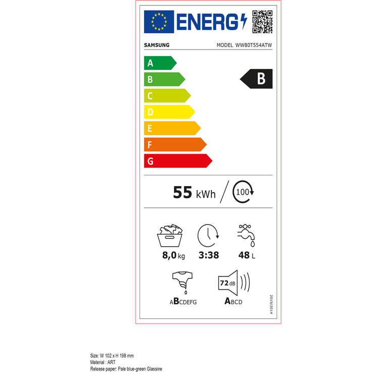 Samsung WW5500T WW80T554ATW-S2, Frontlader-Waschmaschine, B, Fassungsvermögen 8 kg, Standgerät, Breite 60 cm, Mengenautomatik, Drehzahlreduzierung – Bild 14