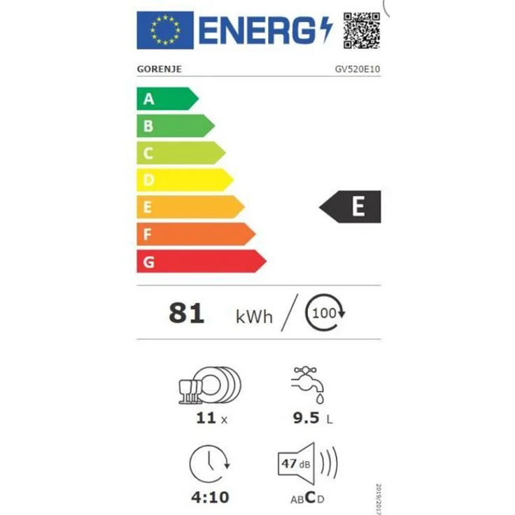 Gorenje GV520E10, Geschirrspüler, E, Geräuschemissionsklasse C, Geräuschemissionen 47 Dezibel – Bild 18