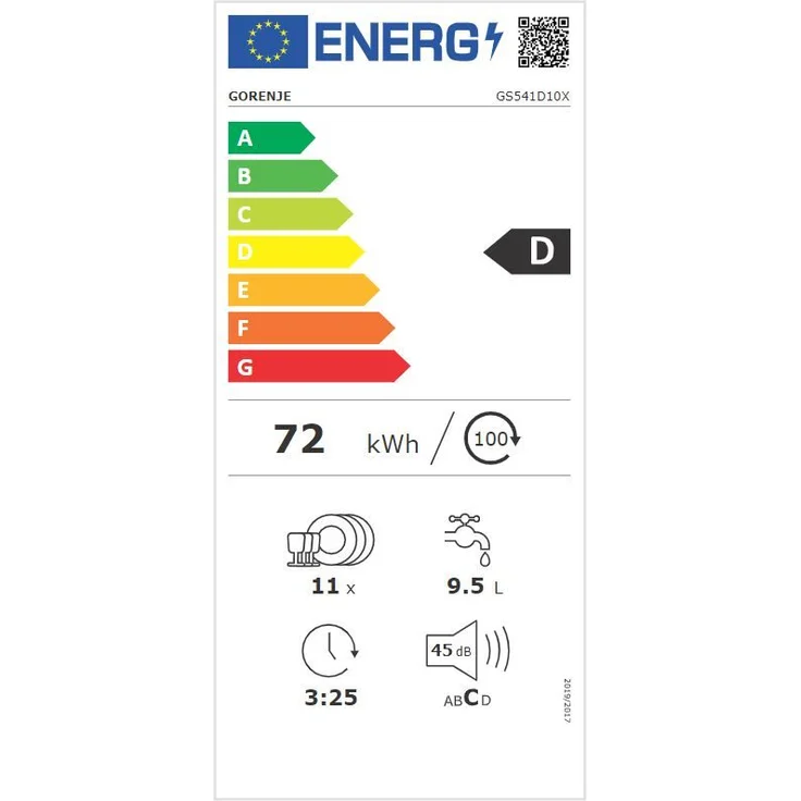 Gorenje GS541D10X, Geschirrspüler, D, Geräuschemissionsklasse C, Geräuschemissionen 45 Dezibel – Bild 17