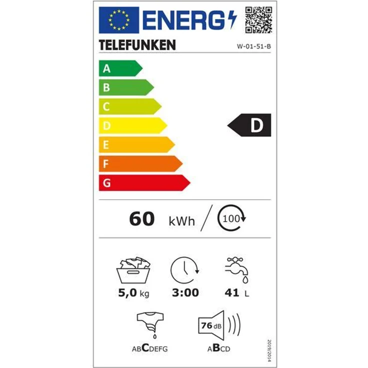 Telefunken W-01-51-B, Frontlader-Waschmaschine, D, Fassungsvermögen 5 kg, Standgerät, Mengenautomatik, Überlaufschutz – Bild 13