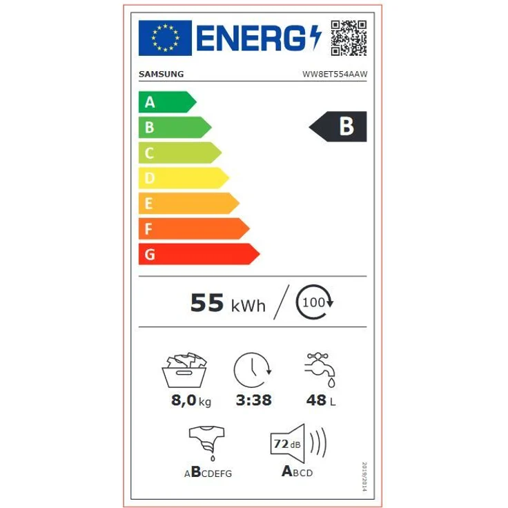 Samsung WW8ET554AAW-S2, Frontlader-Waschmaschine, B, Fassungsvermögen 8 kg, Standgerät, Breite 60 cm, Invertermotor, Nachlegefunktion – Bild 11