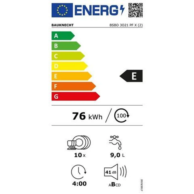 Bauknecht BSBO 3O21 PF X (2), Geschirrspüler, E, Geräuschemissionsklasse B, Geräuschemissionen 41 Dezibel – Bild 7