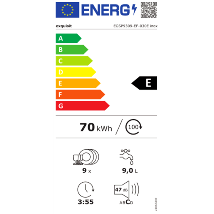 Exquisit EGSP9309-EF-030e inox, Geschirrspüler, E – Bild 12