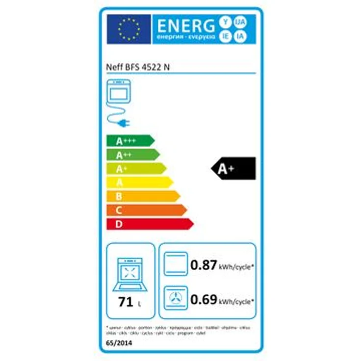 Neff BFS 4522 N, Backofen, Energieeffizienzklasse A+, Einbau, elektrisch, Volumen 71 l, Breite 66 cm, katalytische Selbstreinigung, FullSteam, Slide&Hide, Heißluftsystem, edelstahl – Bild 11