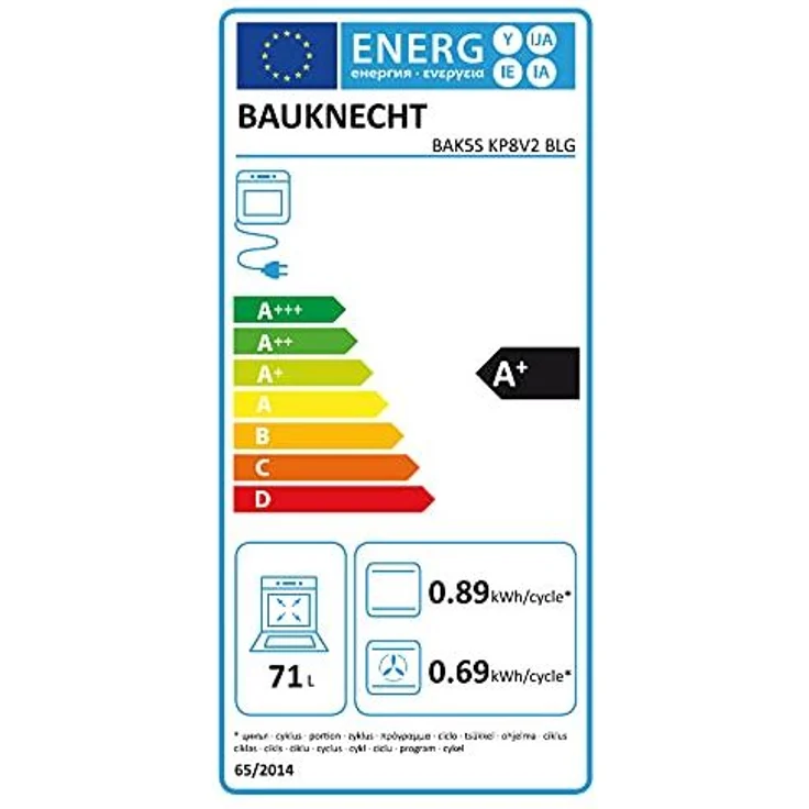Bauknecht BAK5S KP8V2 BLG Backofen, Einbau, Energieeffizienzklasse A+, Garraum 71 l, Selbstreinigung Pyrolyse, versenkbare Drehknöpfe, PowerHeißluft, ClassicCook, schwarz – Bild 7