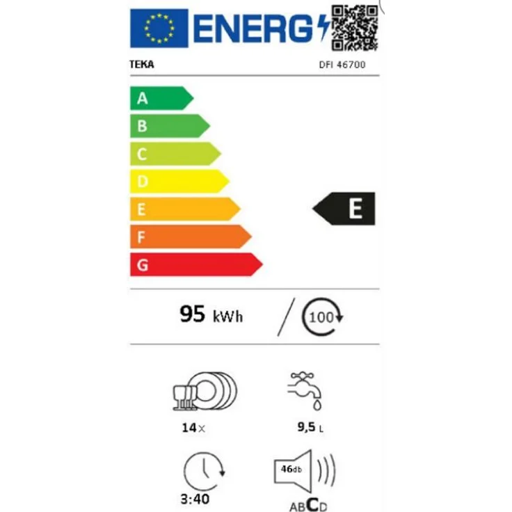 Teka DFI 46700, Geschirrspüler, E, Geräuschemissionsklasse C – Bild 6