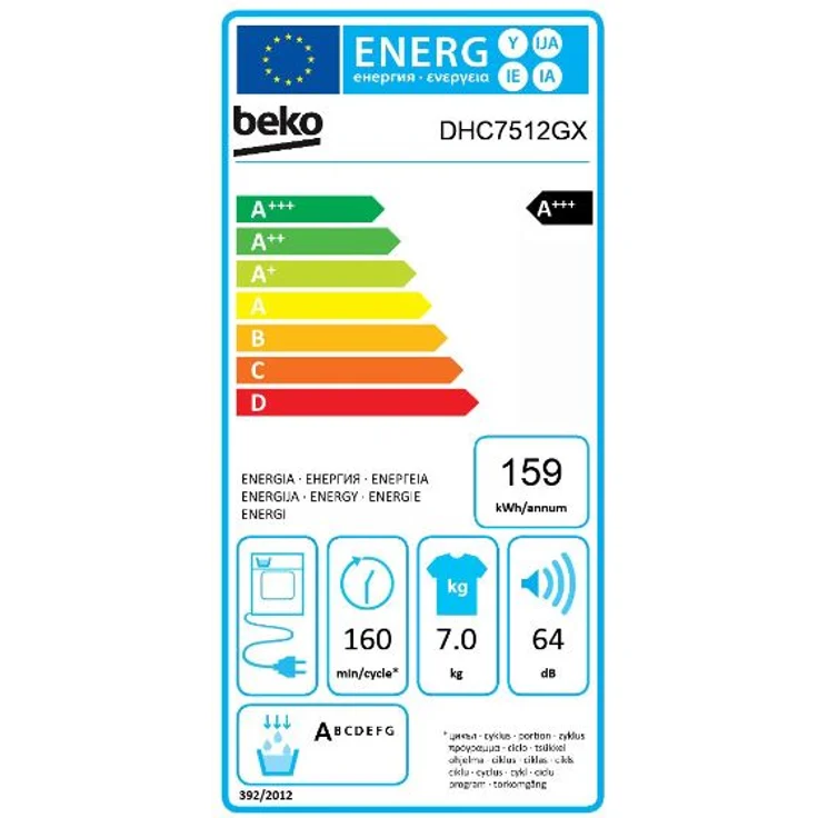 Beko DHC7512GX, Wärmepumpentrockner, A+++, Fassungsvermögen 7 kg, Standgerät, Breite 60 cm – Bild 2