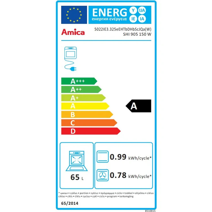 Amica SHI 905 150 W Standherd Elektro Induktion Weiß 50 cm Ringheizkörper EEK: A – Bild 2