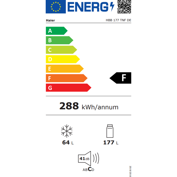 Haier HBB 177 TNF DE Kühl-Gefrierkombination, freistehend, weiß, Energieklasse F – Bild 2