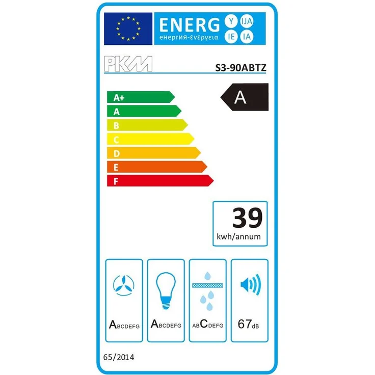 PKM S3-90ABTZ Dunstabzugshaube, A, Abluft- oder Umluft, Kopffreihaube, Breite 90 cm, 4 Gebläsestufen – Bild 2