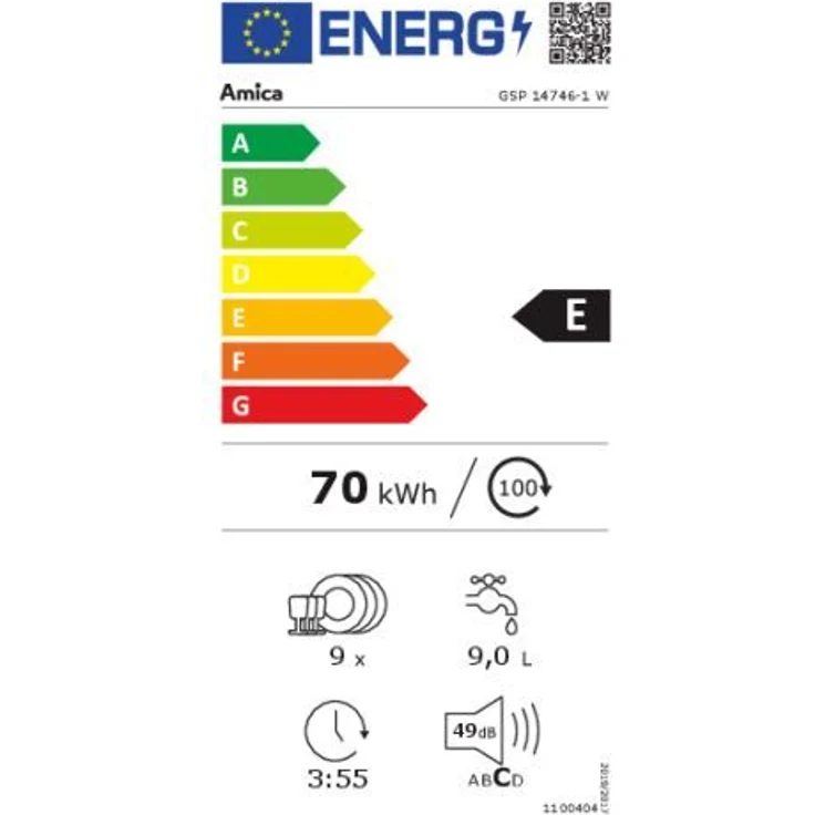 Amica GSP 14746-1 W, Geschirrspüler, E, Geräuschemissionsklasse C, Geräuschemissionen 49 Dezibel – Bild 13