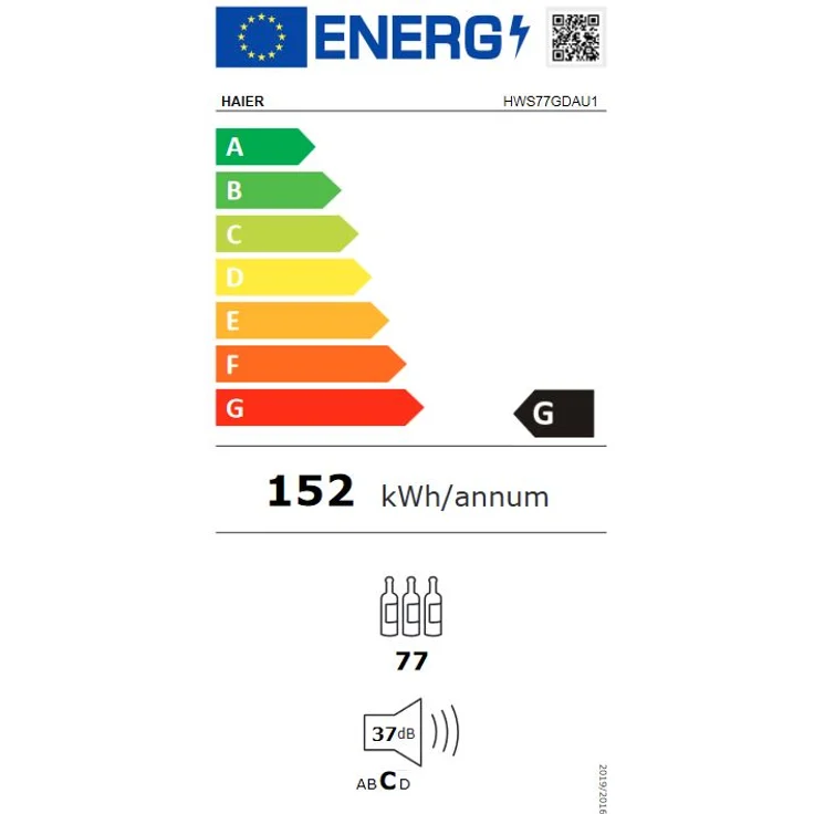 Haier HWS77GDAU1 Weinkühlschrank, freistehend, schwarz, 77 Flaschen, 2 Temperaturzonen, Breite 49.7 cm, Energieklasse G – Bild 8