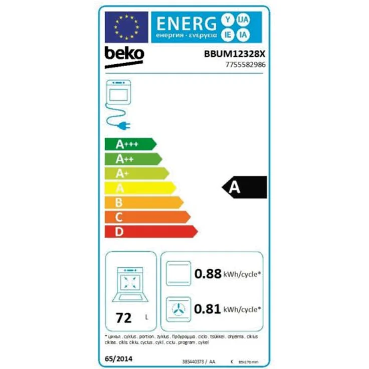 Beko BBUM12328X Einbau Herd-Set, Energieeffizienzklasse A, 8 Heizarten, AeroPerfect, Teleskopauszug, Rahmenloses Glaskeramikkochfeld – Bild 6
