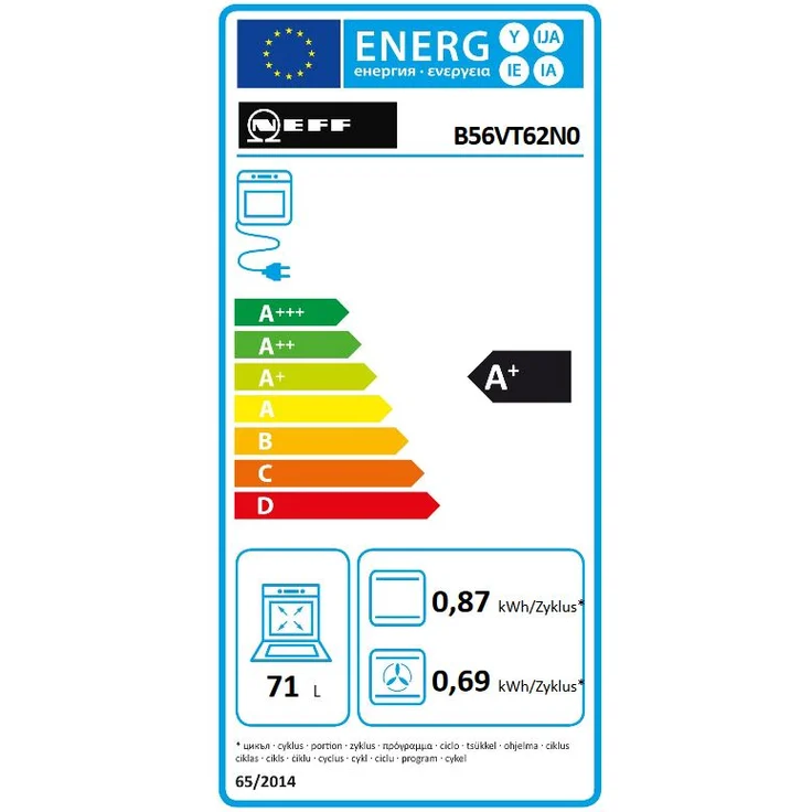 Neff EB-Elektro-Backofen BVT5662N, Backofen, A+, Einbaugerät, elektrisch, Volumen 71 l, Selbstreinigung pyrolytische Selbstreinigung – Bild 2
