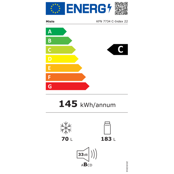 Miele KFN 7734C - Energieeffizienzklasse C | 183 Liter Kühlbereich, 145 kWh/Jahr, NoFrost, 177 cm Höhe, Klimaklasse N – Bild 2