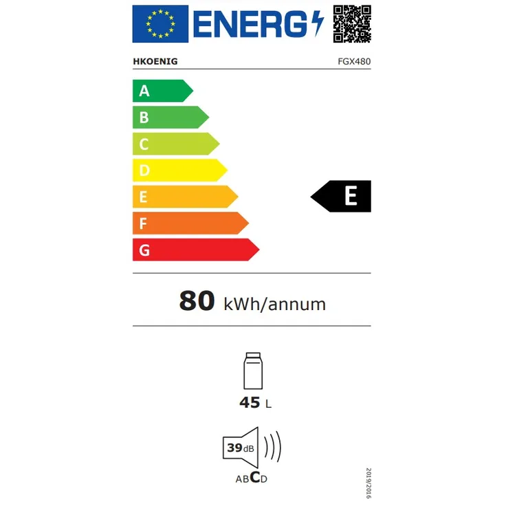 H.Koenig FGX480 Minikühlschrank, freistehend, Höhe 51 cm, Energieklasse E
