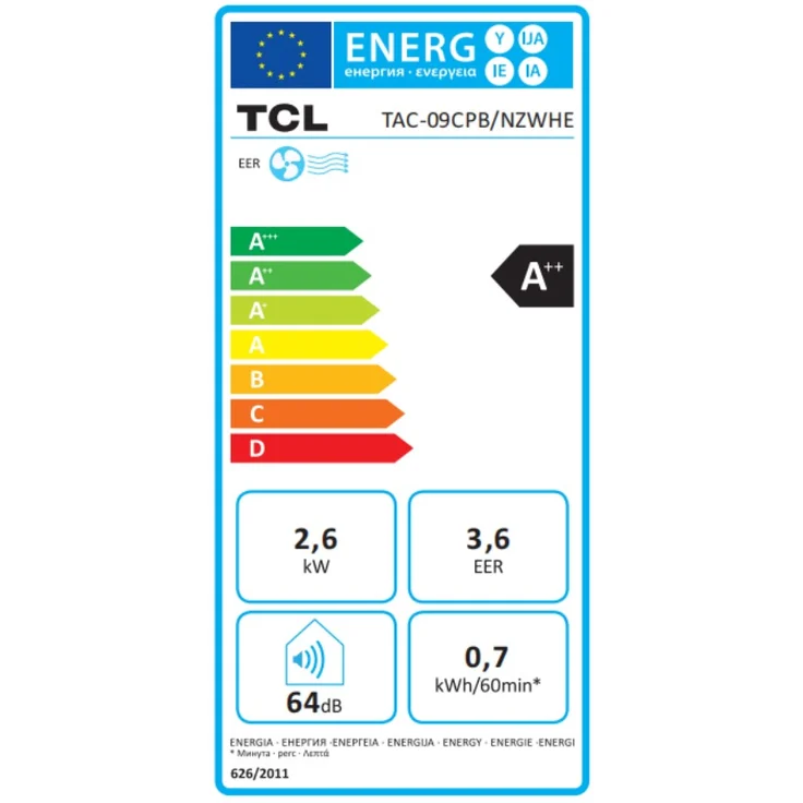 TCL TAC-09CPB/NZWHE Mobiles Klimagerät, 3 in1, weiß, A++, 9.000 BTU, 2,6 kW, Kältemittel R290 – Bild 2