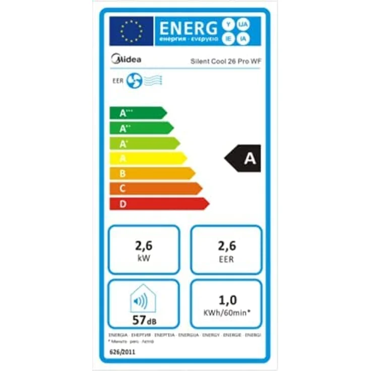 Midea Silent Cool 26 Pro WF Mobiles Klimagerät, 2,6 kW Kühlleistung, App-Steuerung, für Räume bis 80 m³, weiß – Bild 2