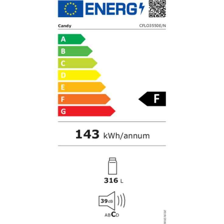 Candy CFLO3550E-N Kühlschrank, Einbau, weiß, LED, Breite 56 cm, Energieklasse F – Bild 2