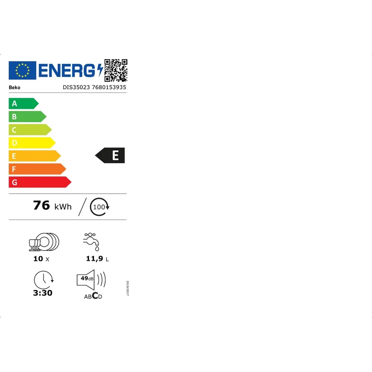 Beko DIS35023, Geschirrspüler, E, Geräuschemissionsklasse C, Geräuschemissionen 49 Dezibel – Bild 20